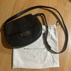 Mar Jacobs Black Leather Crossbody with Gold Accents